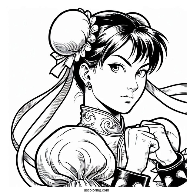 Street Fighter Coloring Page Of Pretty Chun Li For Kids
