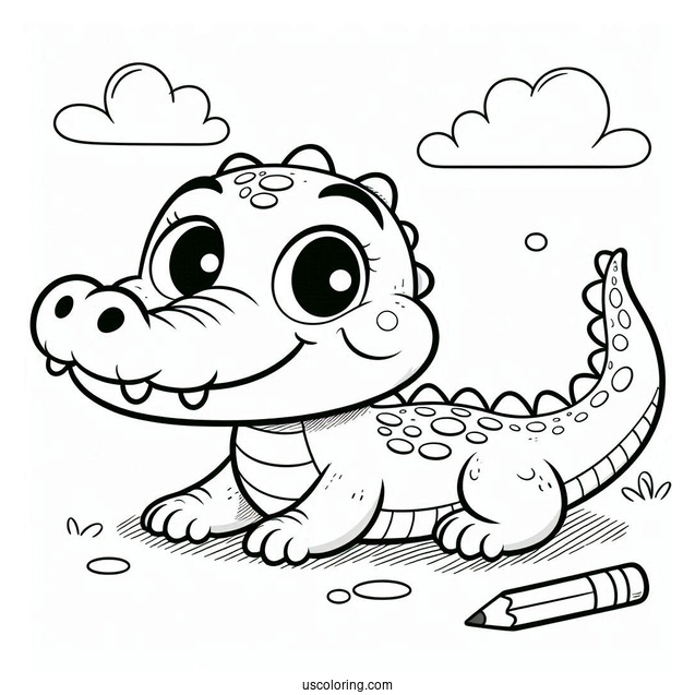 Smiling Crocodile Coloring Page