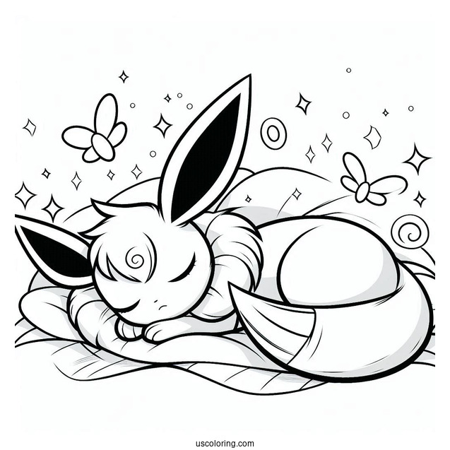 Cute Sleeping Sylveon Coloring Page