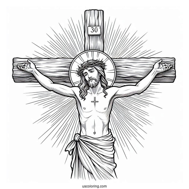 Jesus On The Cross Coloring Page For Sunday School