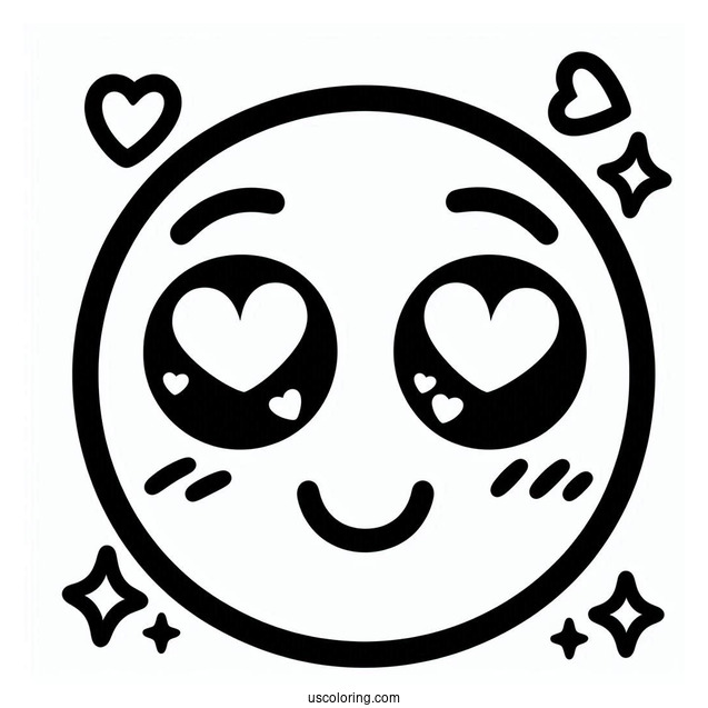 Smiling Face With Hearts Emoji Coloring Page For Preschoolers