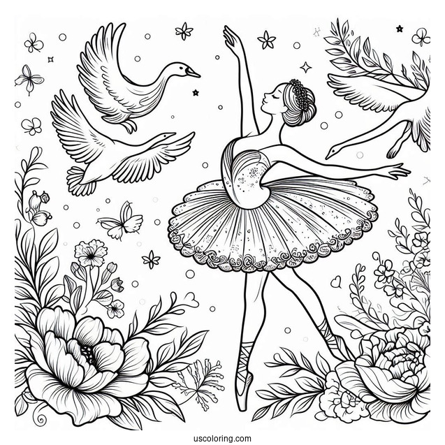 Swan Lake Ballerinas Coloring Page