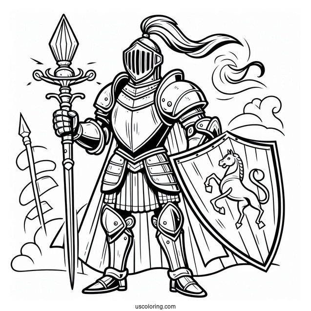 Easy Knight Coloring Sheet For Kids