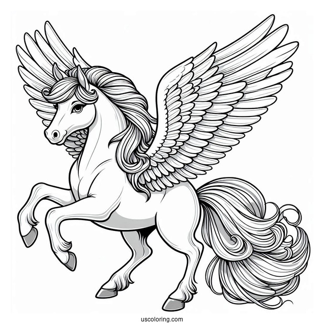 Majestic Pegasus Coloring Page With Large Wings