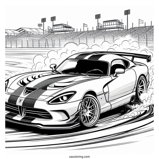 Dodge Viper Drifting Around Race Track