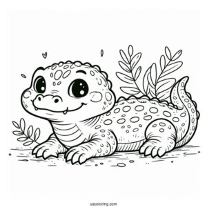 Baby Crocodile Coloring Page For Kids