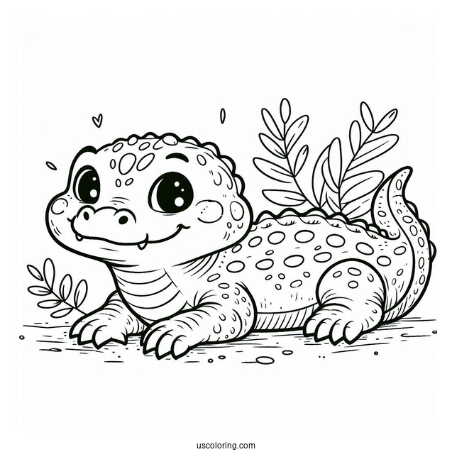 Baby Crocodile Coloring Page For Kids
