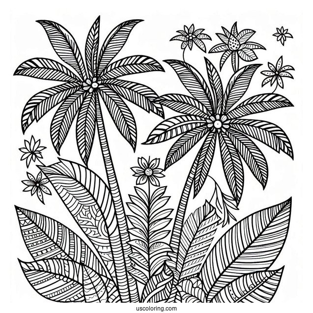 Palm Tree Pattern Coloring Page