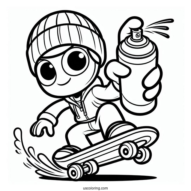 Subway Surfers Coloring Page Easy Jake Holding Up A Spray Paint For Kids