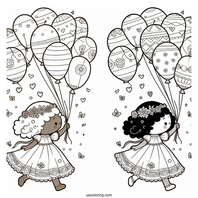 Floating Balloons To Color For Kids