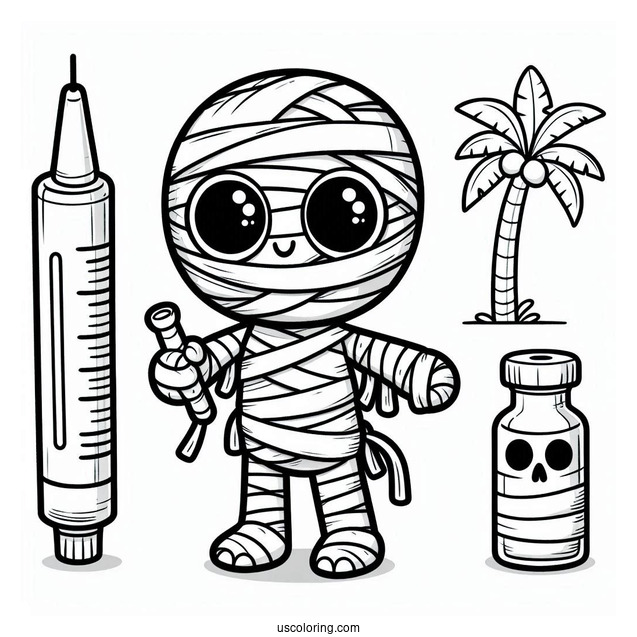 Detailed Cartoon Mummy Coloring Page