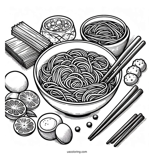 Chinese Noodles Coloring Page