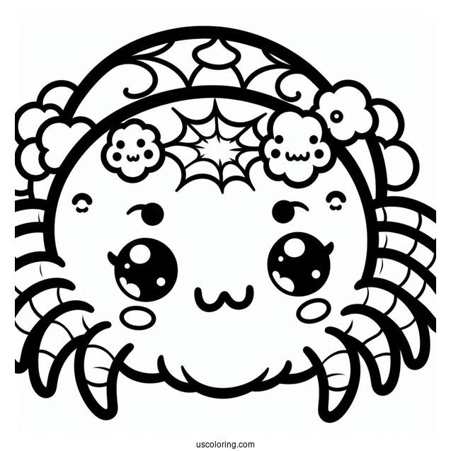 Adorable Kawaii Spider Coloring Page