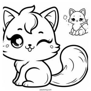 Cartoon Cat Winking Coloring Sheet