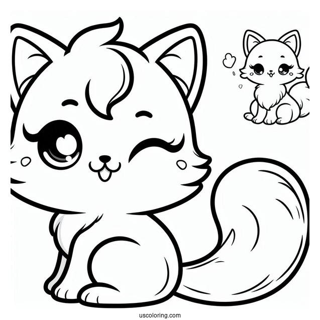Cartoon Cat Winking Coloring Sheet