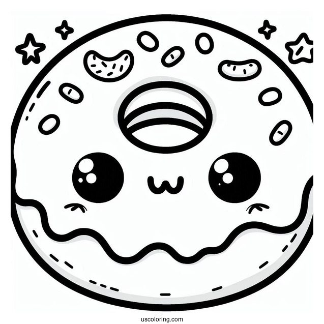 Kawaii Smiling Donut Coloring Sheet