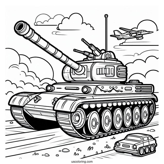 Easy Military Tank Outline for Preschoolers