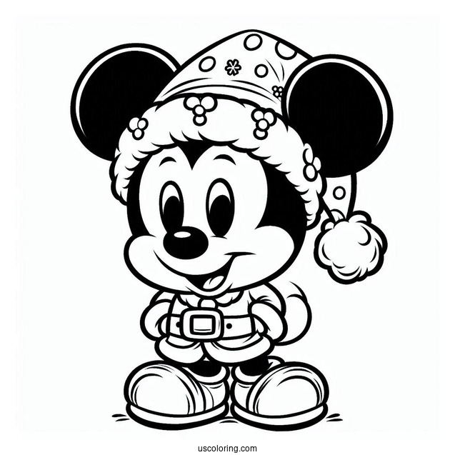 Mickey Mouse Santa Coloring Page