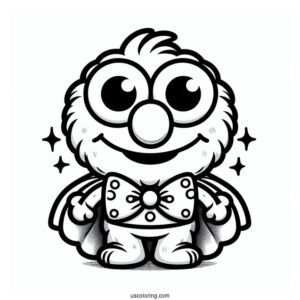 Chibi Elmo Coloring Page For Preschoolers