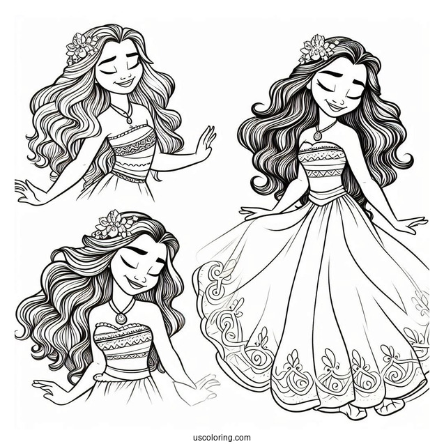 Princess Coloring Page Of Moana Dancing