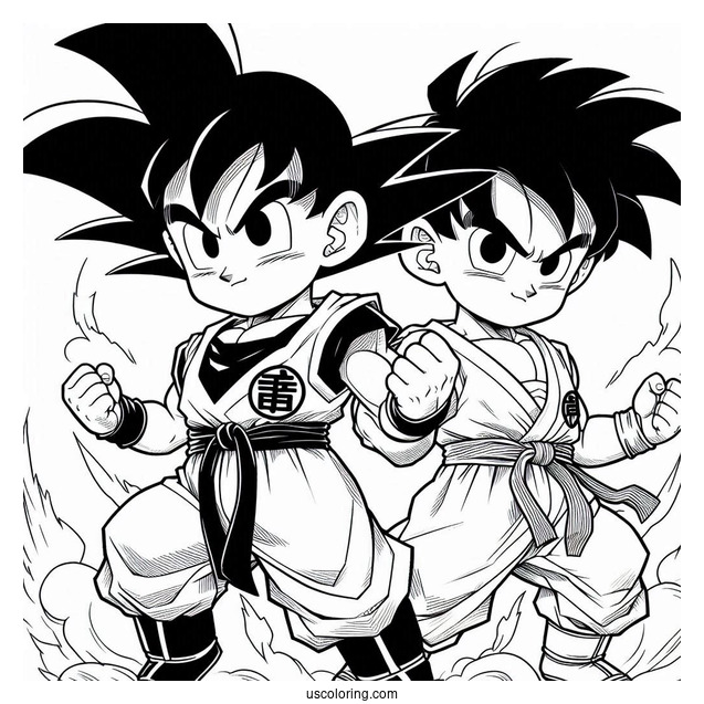 Young Krillin And Goku Coloring Page