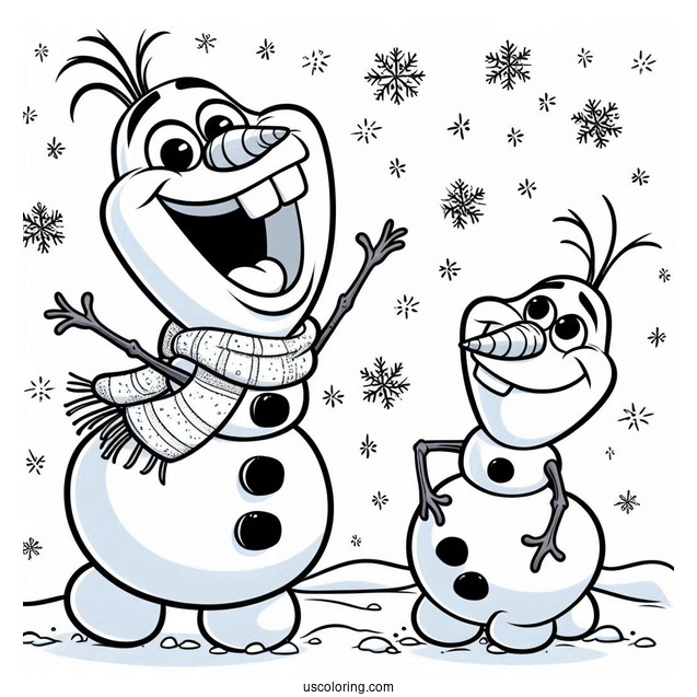 Happy Olaf With Snow Coloring Sheet