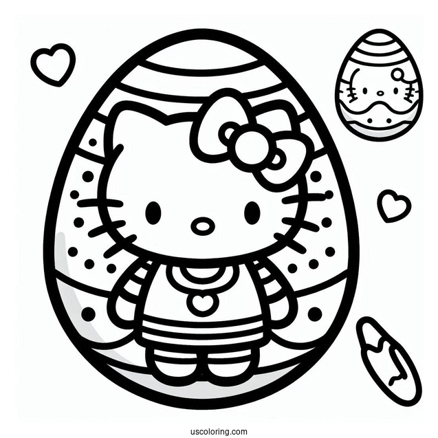 Hello Kitty Design Easter Egg Coloring Page