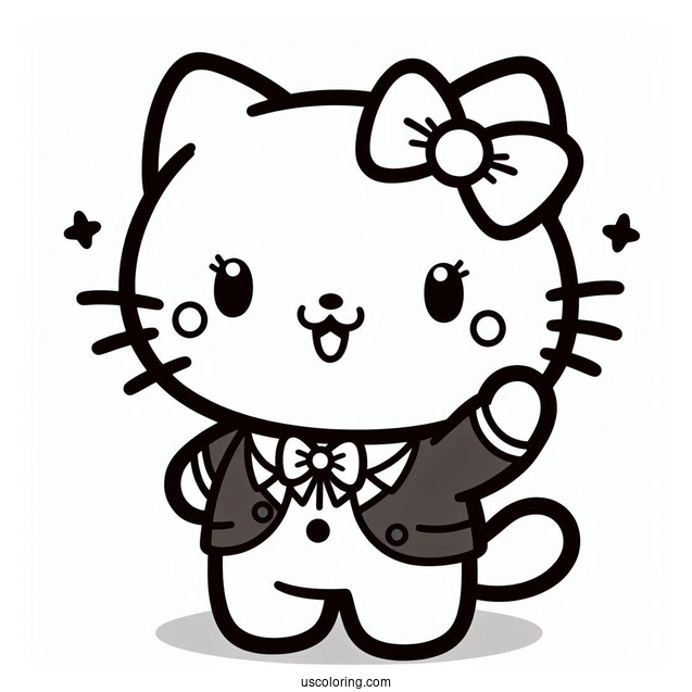 Sanrio Coloring Pages Of Chococat Waving For Kids