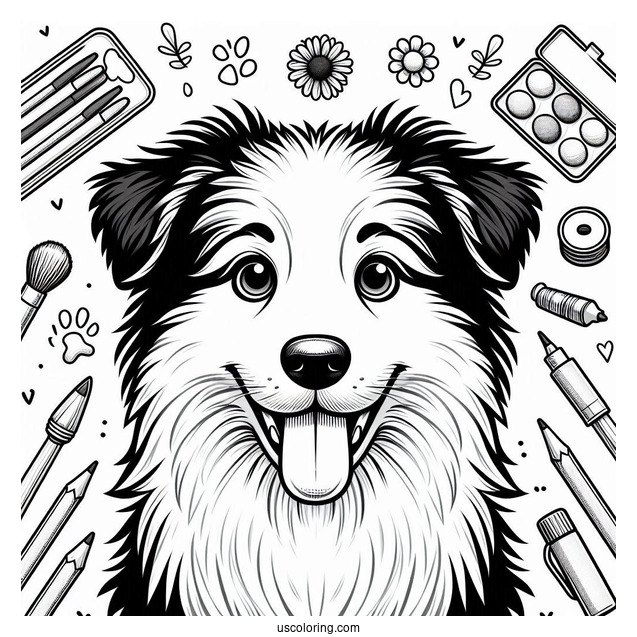 Playful Border Collie Puppy Face