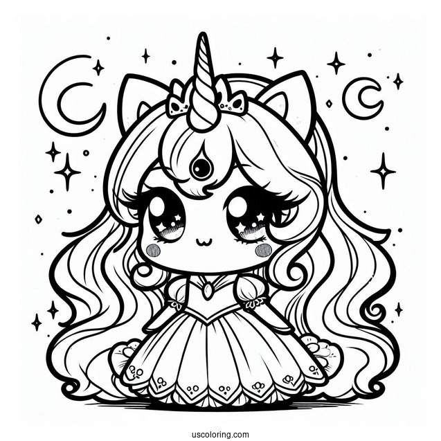 Kawaii Chibi Princess Luna Coloring Page For Preschoolers