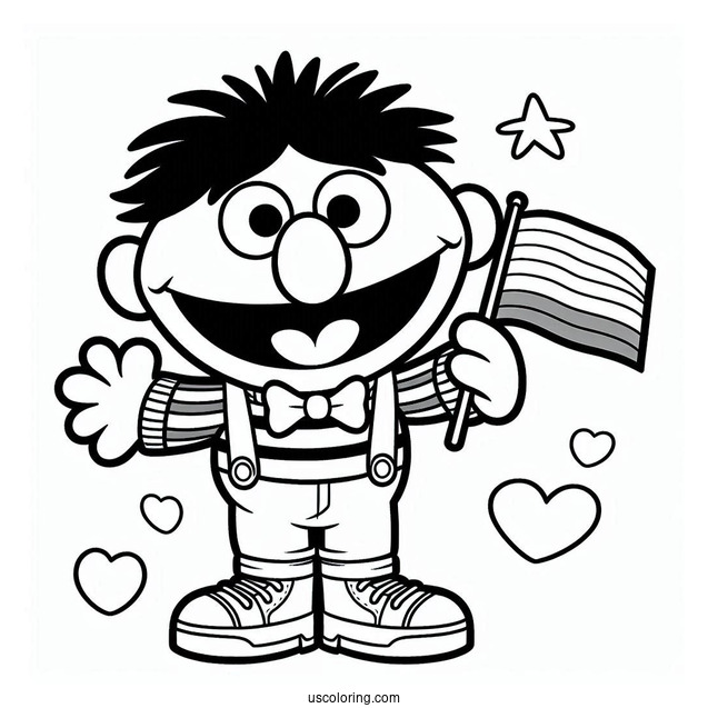 Cute Chibi Ernie Coloring Sheet For Kids