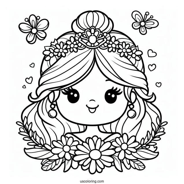 Cute Princess Daisy Coloring Page Smiling For Preschoolers