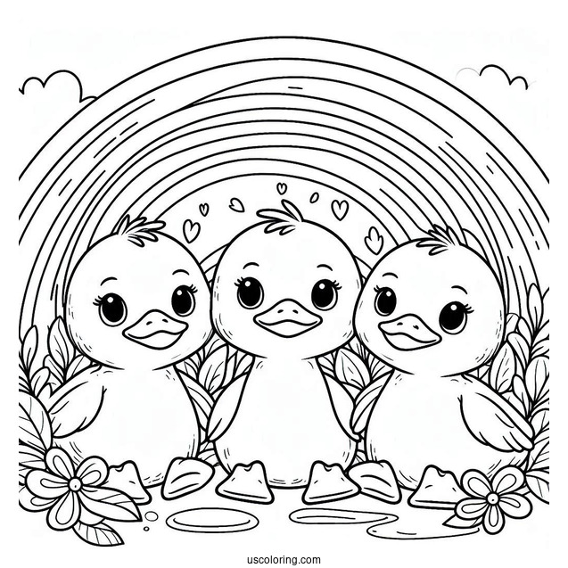 Three Cool Ducks Under A Rainbow