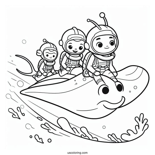 Octonauts Coloring Page Riding Manta Ray
