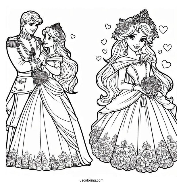 Princess Coloring Page Of Prince Philip And Aurora Wedding Day