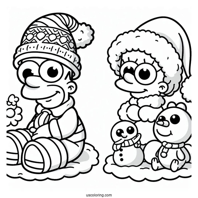 Simpsons Coloring Pages Of Cute Santa s Little Helper And Snowball For Kids