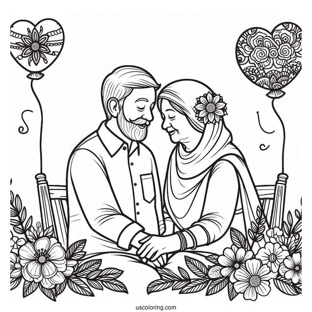 Precious Moments Coloring Page Of Grandparents In Love