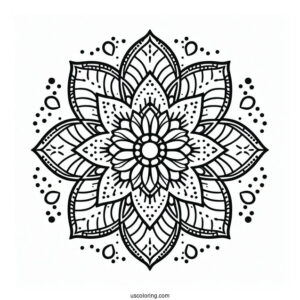 Flower Mandala Coloring Page With Dotted Outline