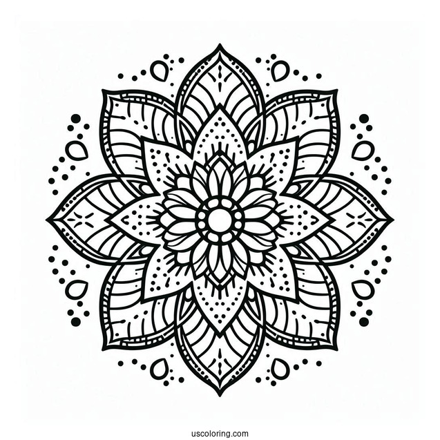 Flower Mandala Coloring Page With Dotted Outline