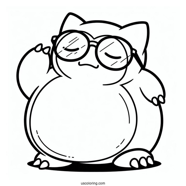 Snorlax Coloring Page Wearing Eyeglasses