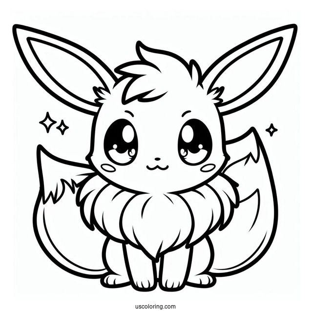Chibi Eevee Coloring Page For Preschoolers