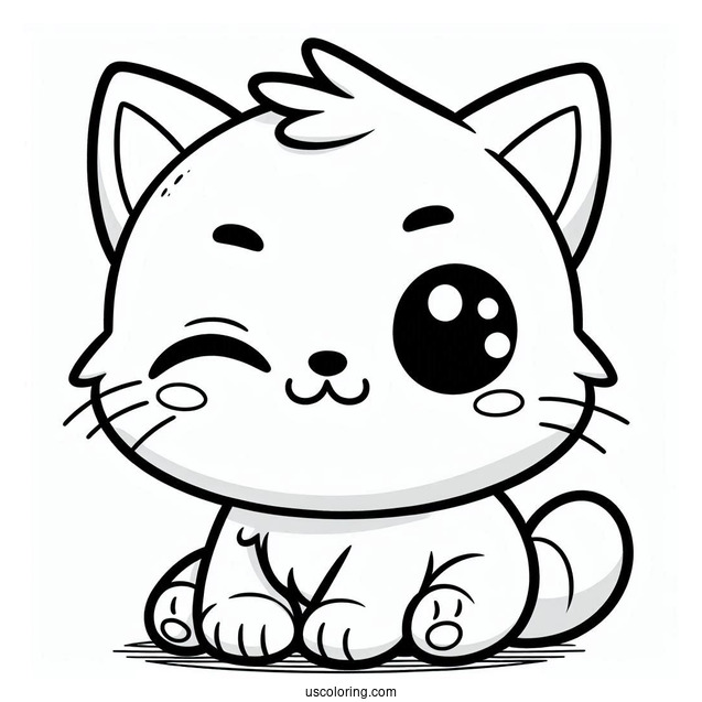 Cartoon Cat Winking Coloring Sheet