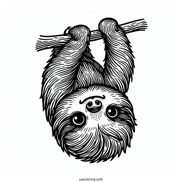 Cute Baby Sloth Hanging Upside Down