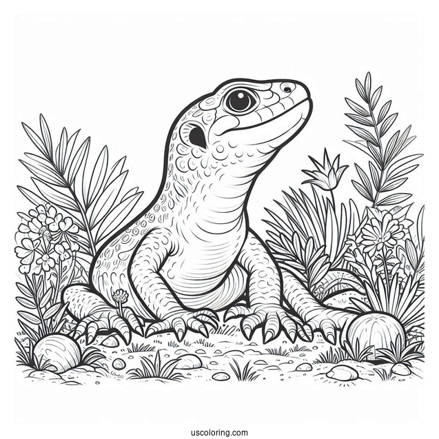 Lizard Coloring Page Looking Up From Ground