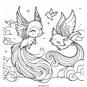 Easy Flying Tails Coloring Page For Kids
