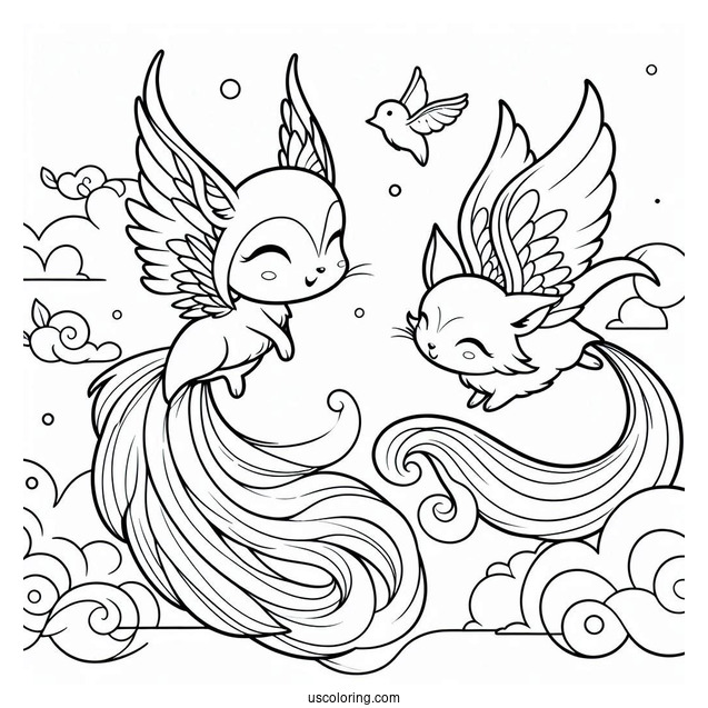 Easy Flying Tails Coloring Page For Kids