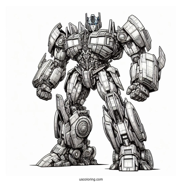 Realistic Optimus Prime Coloring Page From Transformers Movie