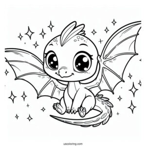 Cartoon Pterodactyl Coloring Page With Glimmering Eyes