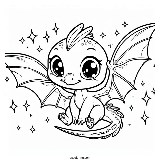 Cartoon Pterodactyl Coloring Page With Glimmering Eyes