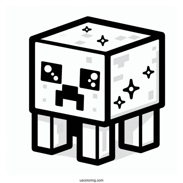 Cute Kawaii Themed Minecraft Creeper Coloring Page